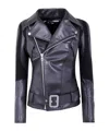 Junya Watanabe Zippered Long-sleeved Leather Jacket In Blue