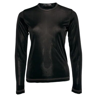 Pre-owned Junya Watanabe /comme Des Garçons, Black Semi-transparent Shiny Top In Size S.