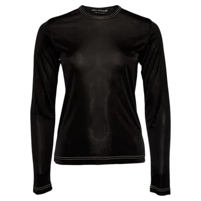 Pre-owned Junya Watanabe /comme Des Garçons, Black Semi-transparent Shiny Top In Size S.