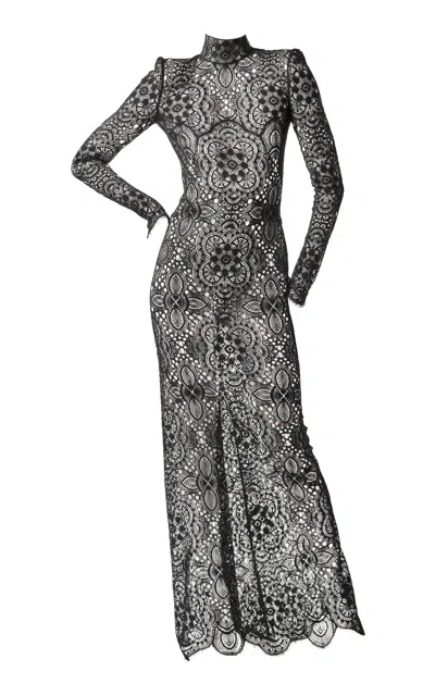 Juozas Statkevicius Guipure Lace Trumpet Maxi Dress In Black