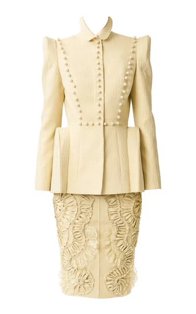 Juozas Statkevicius Jacquard Button-detail Jacket In Yellow