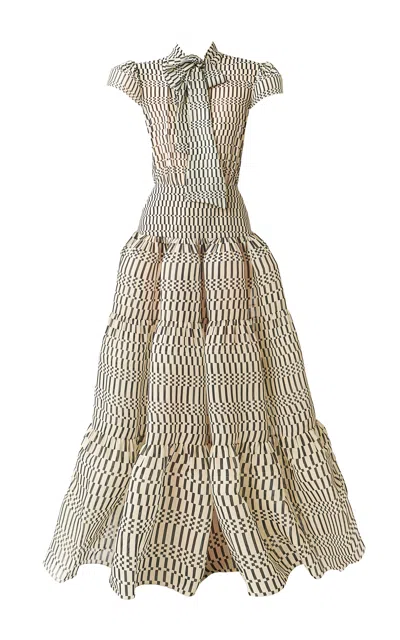 Juozas Statkevicius Short-sleeve Voluminous Chiffon Maxi Dress In Multi