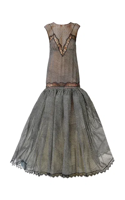 Juozas Statkevicius Sleeveless Chiffon And Lace Maxi Dress In Multi