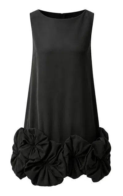 Juozas Statkevicius Sleeveless Crepe Floral-appliqué Mini Dress In Black