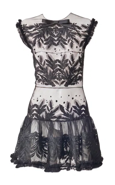 Juozas Statkevicius Sleeveless Embroidered Tulle Mini Dress In Black