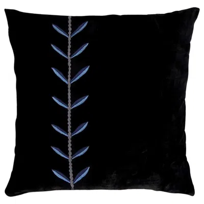 Pre-owned Jupe By Jackie Calouste S, Hand Embroidered Silk Velvet Cushion In Black