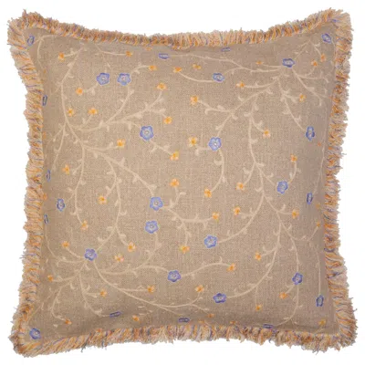 Pre-owned Jupe By Jackie Mint Julep Hand Embroidered Cushion By  In Brown