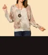 Jupee Fawn Tie Dye V Neck Sweater In Mauve/grey In Multi