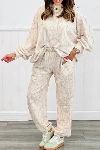 Jupiter & Me Cream Camo Pants Set In White