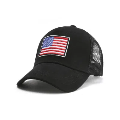 Jupiter Gear American Flag Trucker Hat With Adjustable Strap With Rwb In Black