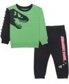 Jurassic Park Boys Toddler 2t-5t 2-piece T-rex Long-sleeve T-shirt And Joggers Set In Green