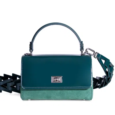 Jurgi Brand Women's Green Emerald Patent Leather & Suede Lili Top Handle Bag
