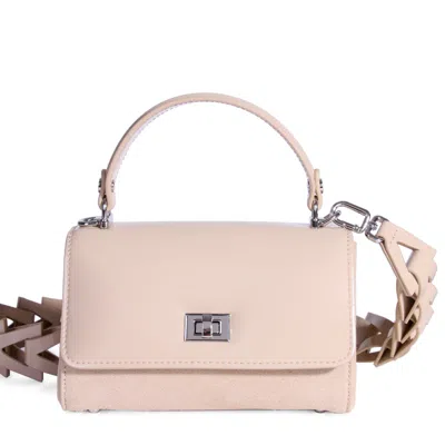 Jurgi Brand Women's Neutrals Sand Patent Leather & Suede Lili Top Handle Bag In Black