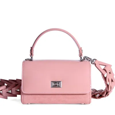 Jurgi Brand Women's Pink Dusty Rose Patent Leather & Suede Lili Top Handle Bag