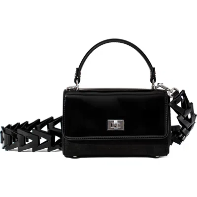 Jurgi Lili Suede And Patent Leather Top Handle Mini Bag In Black