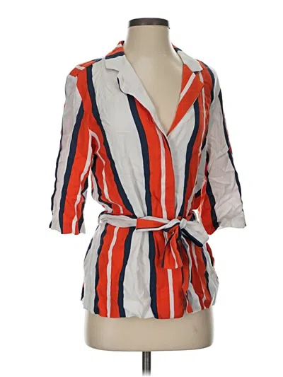 Pre-owned Just 3/4 Sleeve Button Down Shirt In Orange