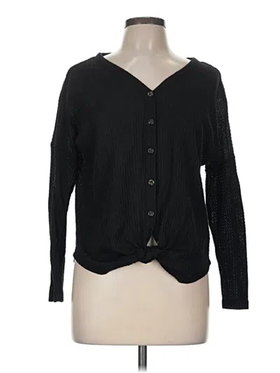Pre-owned Just Be ... Long Sleeve Top Black Plunge Neckline Tops