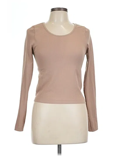 Pre-owned Just Be ... Long Sleeve Top Tan Boatneck Tops