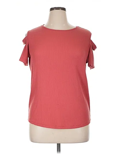Pre-owned Just Be ... Short Sleeve Top Pink Cold Shoulder Neckline Tops