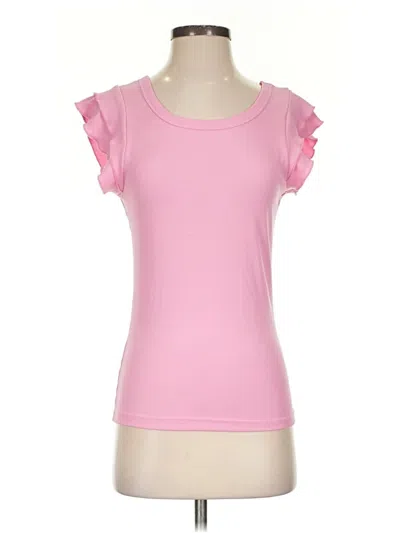 Pre-owned Just Be ... Short Sleeve Top Pink Ruffles Neckline Tops