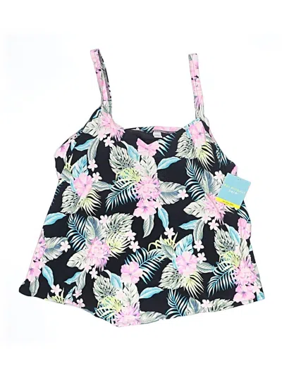 Just Be ... Swimsuit Top Black Tropical Pattern Swimwear