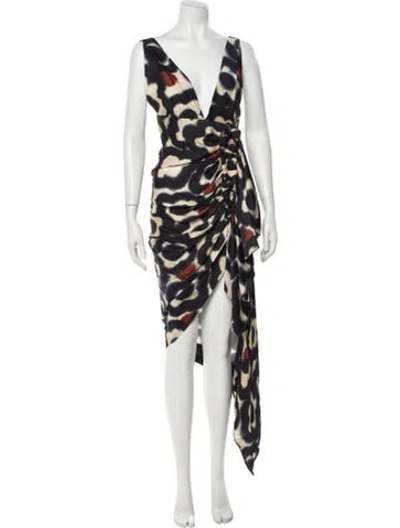 Pre-owned Just Bee Queen Animal Print Long Dress In Black
