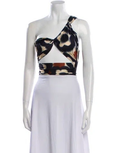 Pre-owned Just Bee Queen Animal Print One-shoulder Crop Top W/ Tags In Blue