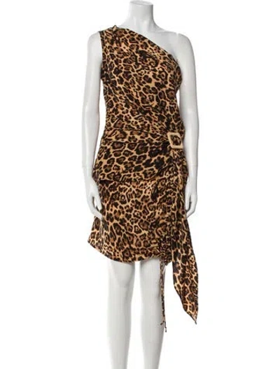 Pre-owned Just Bee Queen Animal Print Ruffle Embellishment Skirt Set In Brown