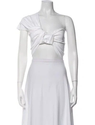 Pre-owned Just Bee Queen Asymmetrical Short Sleeve Crop Top In Neutrals