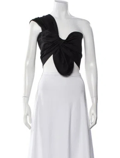 Pre-owned Just Bee Queen Asymmetrical Sleeveless Crop Top In Black