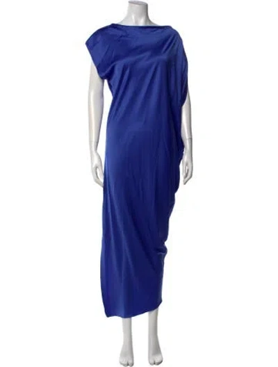 Pre-owned Just Bee Queen Bateau Neckline Long Dress In Blue