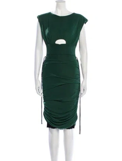 Pre-owned Just Bee Queen Bateau Neckline Midi Length Dress In Green