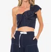 Just Bee Queen Blaire Top In Navy In Multi