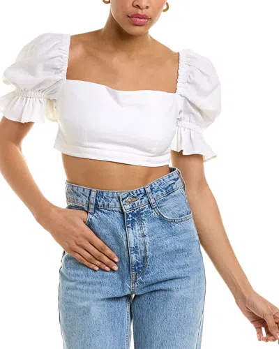 Just Bee Queen Calla Linen-blend Top In White