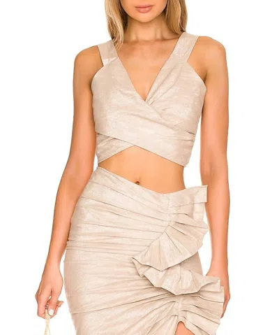Just Bee Queen Chelsea Top In Champagne Metallic In Multi