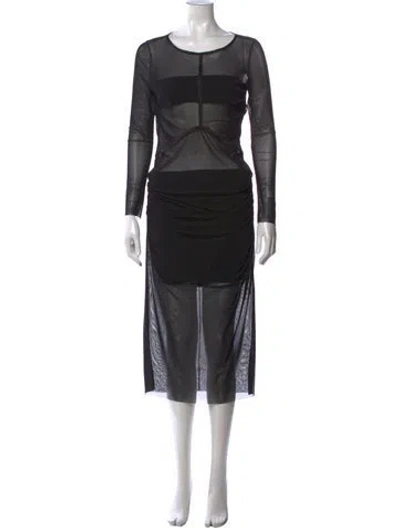 Pre-owned Just Bee Queen Crew Neck Midi Length Dress In Black