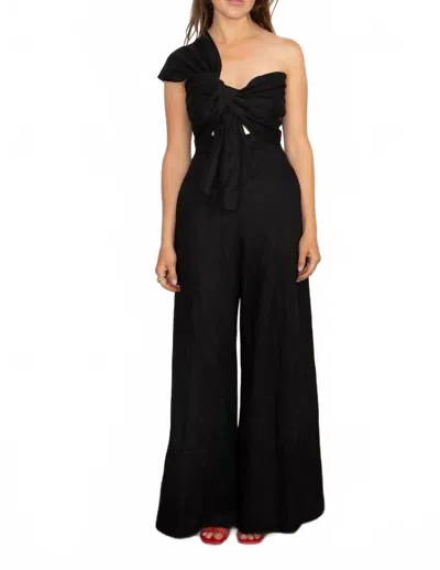 Just Bee Queen Eden One Shoulder Jumpsuit In Black