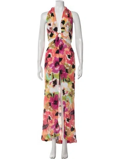 Pre-owned Just Bee Queen Floral Print Long Dress In Pink