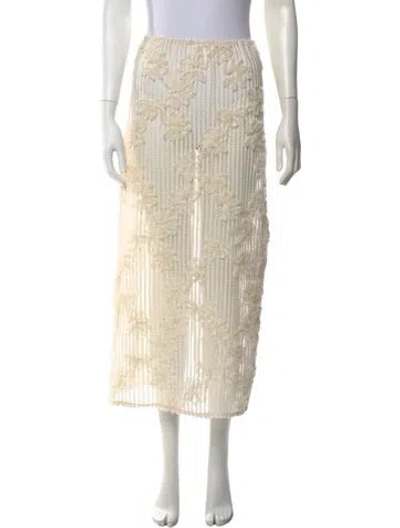 Pre-owned Just Bee Queen Floral Print Long Skirt In Neutrals