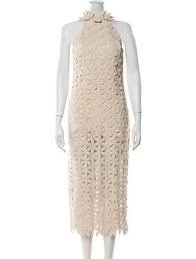 Pre-owned Just Bee Queen Floral Print Midi Length Dress In Neutral