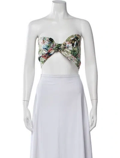 Pre-owned Just Bee Queen Floral Print Strapless Crop Top In Multi