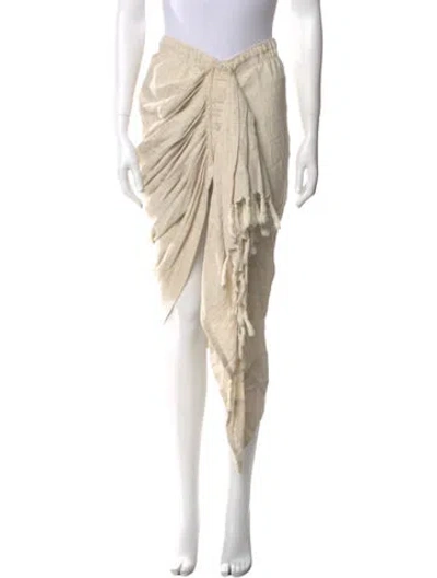 Pre-owned Just Bee Queen Fringe Trim Accent Midi Length Skirt In Neutral