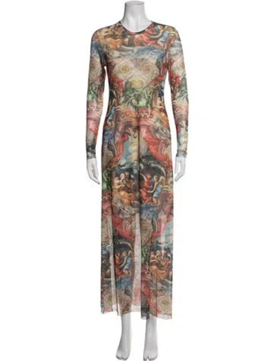 Pre-owned Just Bee Queen Graphic Print Long Dress In Multicolor