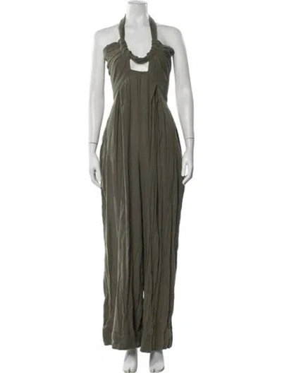 Pre-owned Just Bee Queen Halterneck Jumpsuit In Green