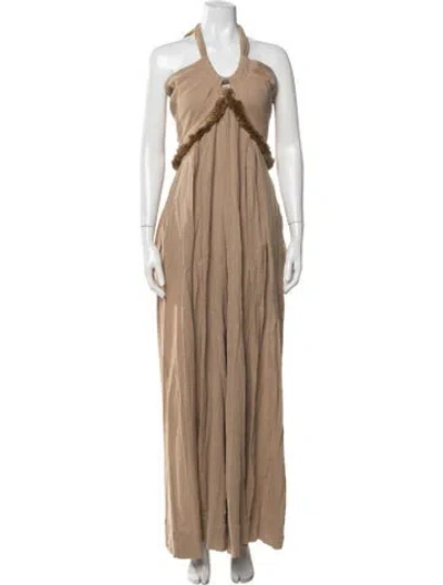 Pre-owned Just Bee Queen Halterneck Jumpsuit In Neutrals