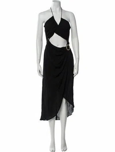 Pre-owned Just Bee Queen Halterneck Midi Length Dress In Black