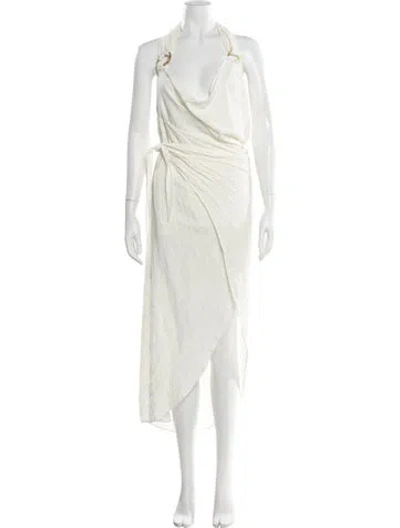 Pre-owned Just Bee Queen Halterneck Midi Length Dress W/ Tags In Neutral