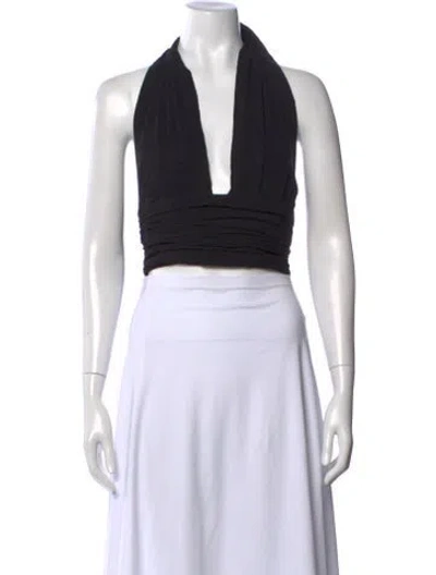 Pre-owned Just Bee Queen Halterneck Sleeveless Crop Top In Black