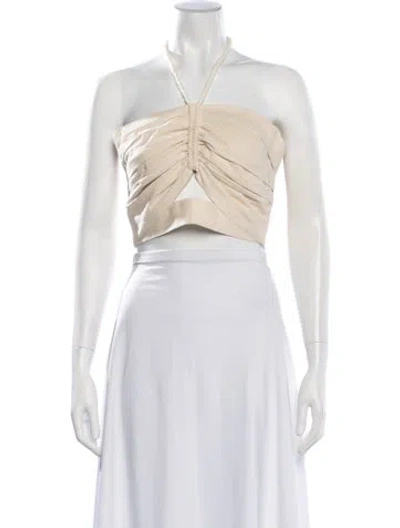 Pre-owned Just Bee Queen Halterneck Sleeveless Crop Top In Neutrals