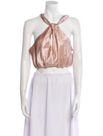 Pre-owned Just Bee Queen Halterneck Sleeveless Crop Top W/ Tags In Neutral